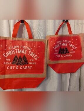 Farm Fresh Christmas Trees' 2pk Tote Bag Reusable Shopping Gift Bag